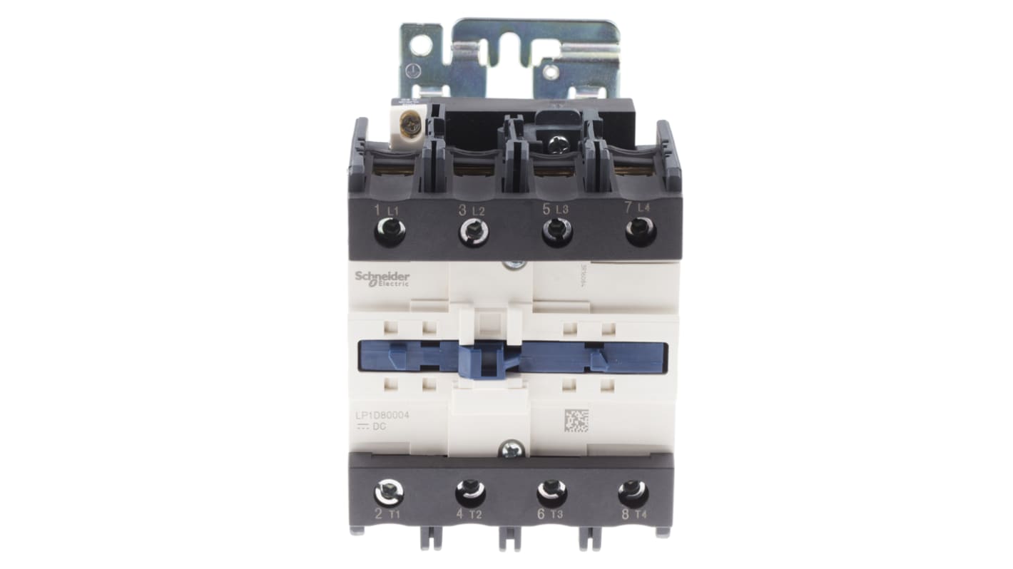 Schneider Electric LP1D Series Contactor, 24 V dc Coil, 4-Pole, 125 A, 4NO, 1 kV ac, 690 V dc
