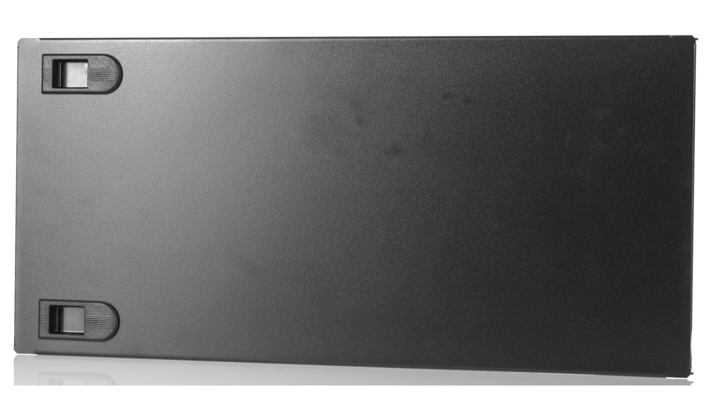 Panel stelażowy Panel przedni do szafy RACK RS PRO moduły stelażowe 5U szerokość 222mm 480 x 222mm Czarny