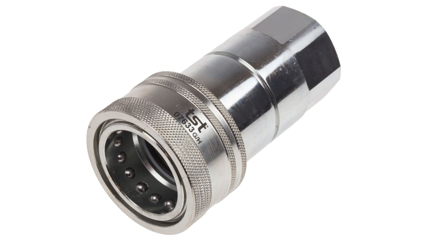 RS PRO Steel Female Hydraulic Quick Connect Coupling, BSP 1 Female RS