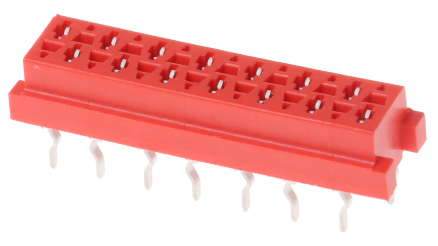 TE Connectivity Micro-MaTch Series Straight Through Hole Mount PCB Socket, 14-Contact, 2-Row, 2.54mm Pitch, Solder