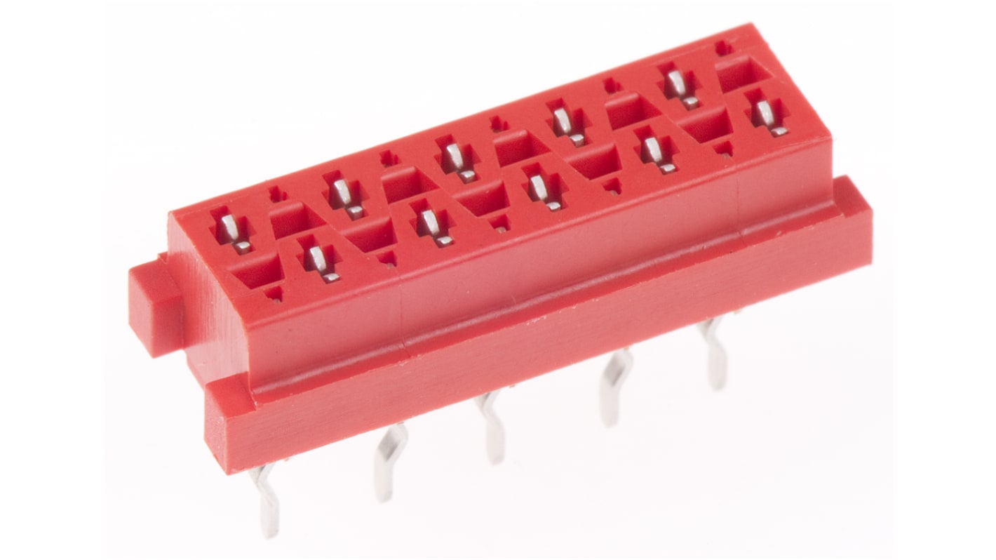 TE Connectivity Micro-MaTch Series Straight Through Hole Mount PCB Socket, 10-Contact, 2-Row, 2.54mm Pitch, Solder