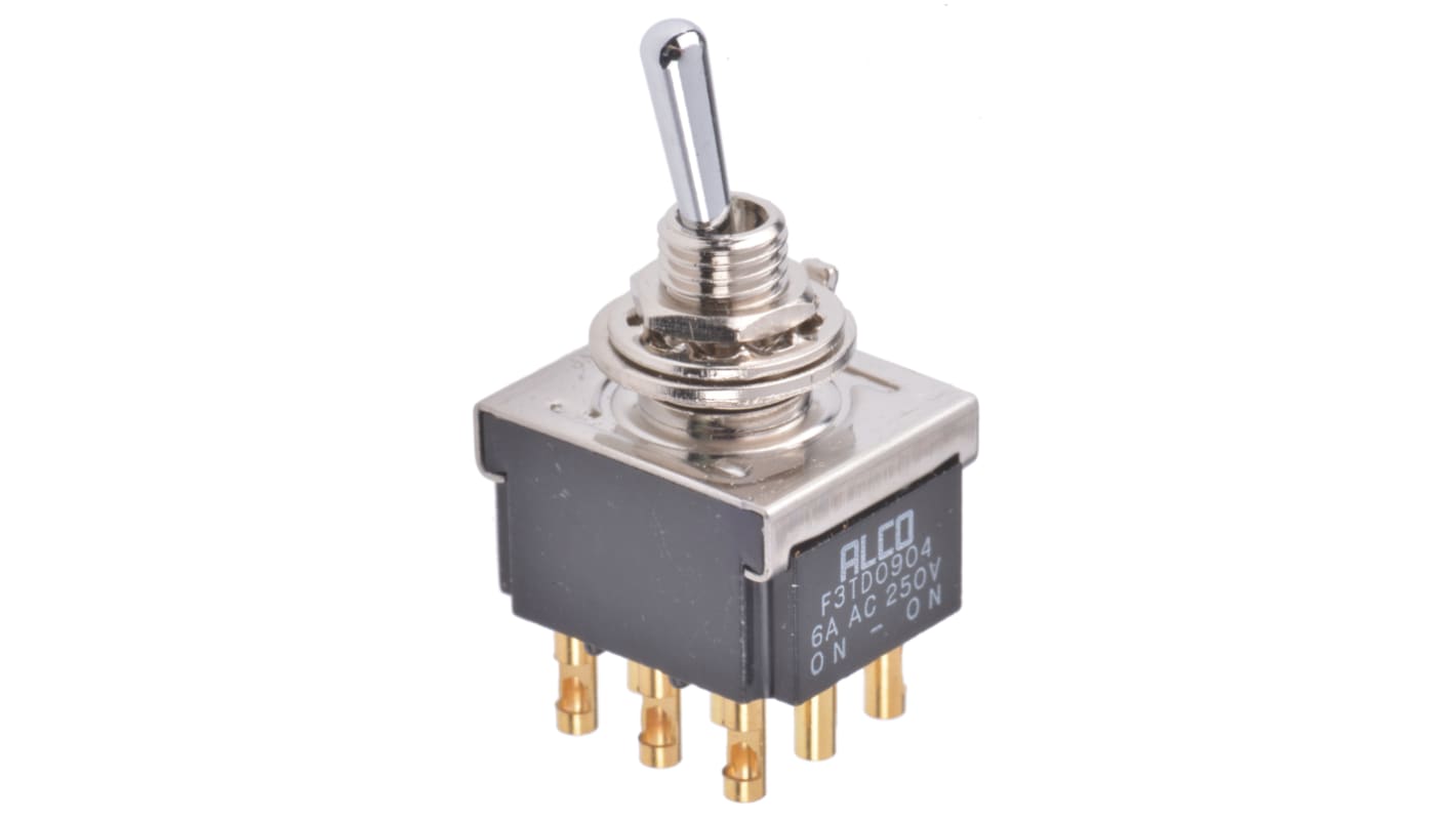TE Connectivity Toggle Switch, Panel Mount, On-On, 3PDT, Solder Terminal, 125V