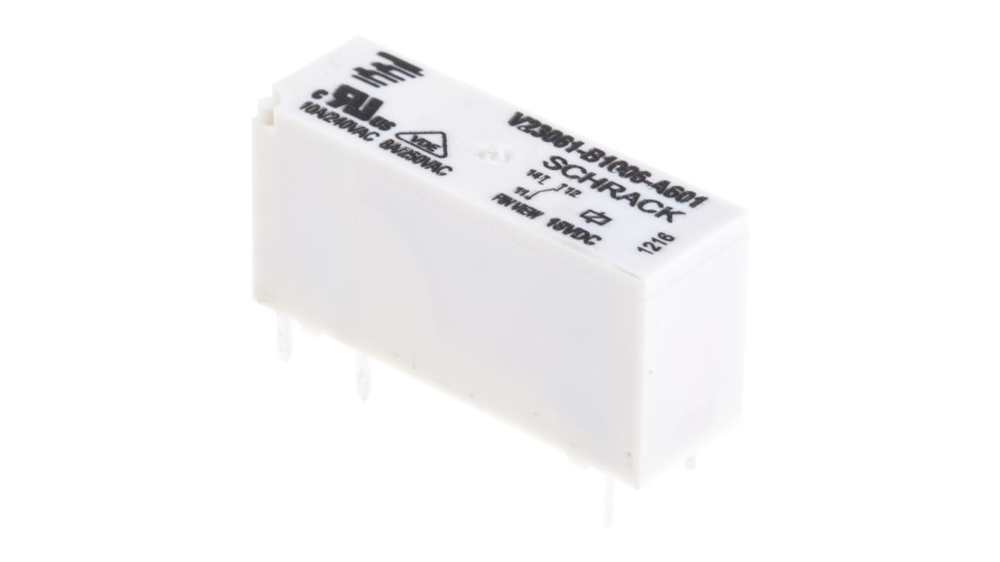 TE Connectivity PCB Mount Power Relay, 18V dc Coil, 8A Switching Current, SPDT