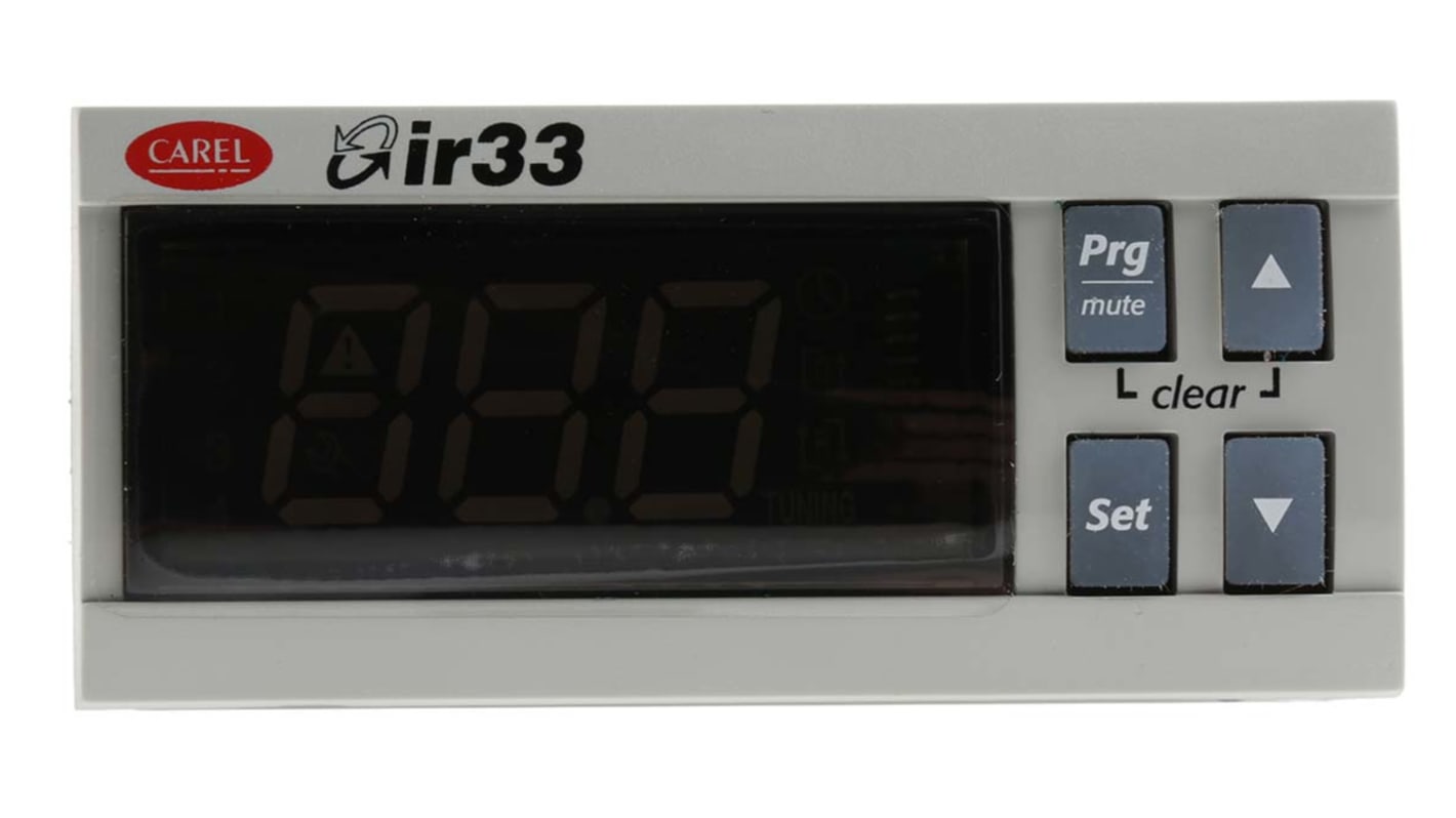 Carel IR33 Panel Mount PID Temperature Controller, 76.2 x 34.2mm, 4 Output Relay, 24 V ac/dc Supply Voltage