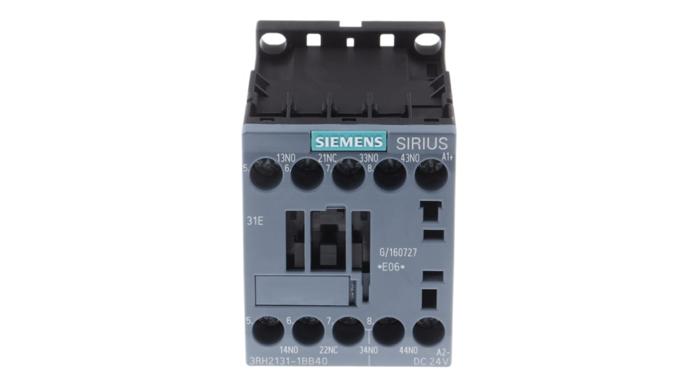 Contactor Siemens SIRIUS Innovation 3RH2 de 4 polos, 3NO + 1NC, 10 A, bobina 24 Vdc