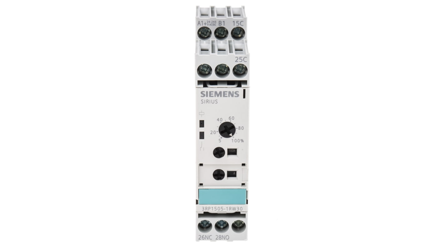 Siemens DIN Rail Mount Timer Relay, 24 → 240V ac/dc, 2-Contact, 0.05 → 1h, DPDT