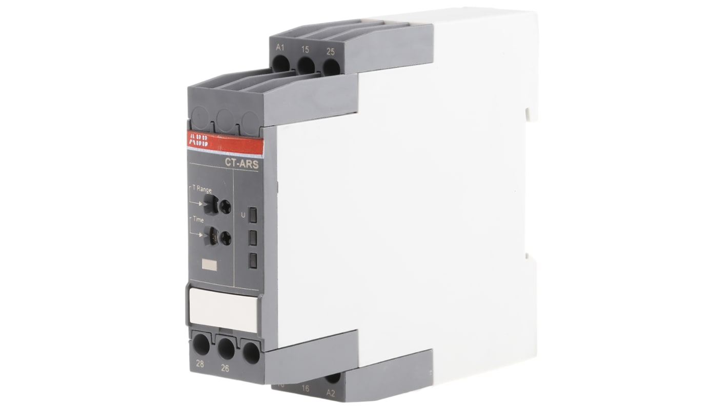 ABB DIN Rail Mount Timer Relay, 24 → 240V ac/dc, 2-Contact, 0.05 s → 10min, 1-Function, DPDT