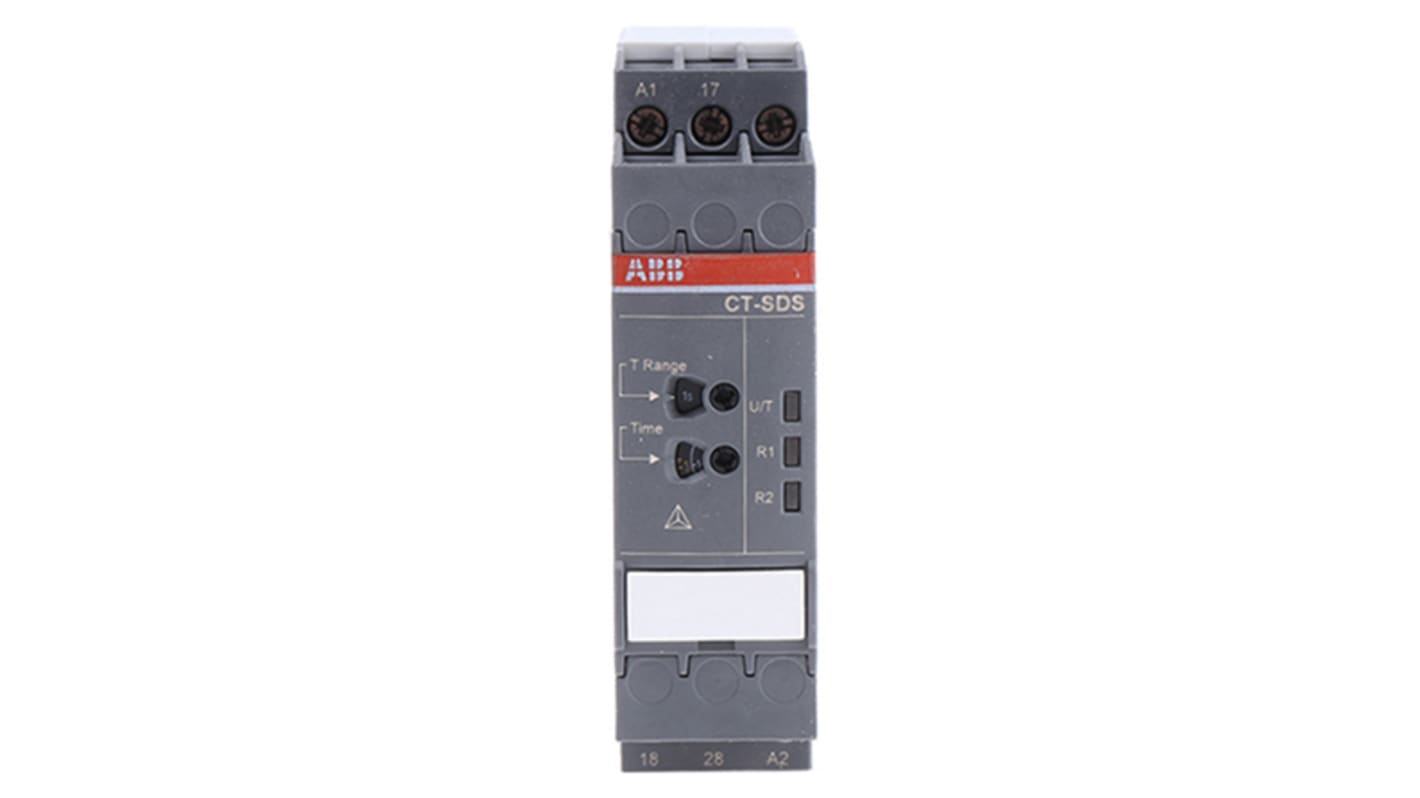 ABB CT-SDS.225 Series DIN Rail Mount Timer Relay, 24 → 240 V ac, 24 → 48V dc, 2-Contact, 0.05 s →