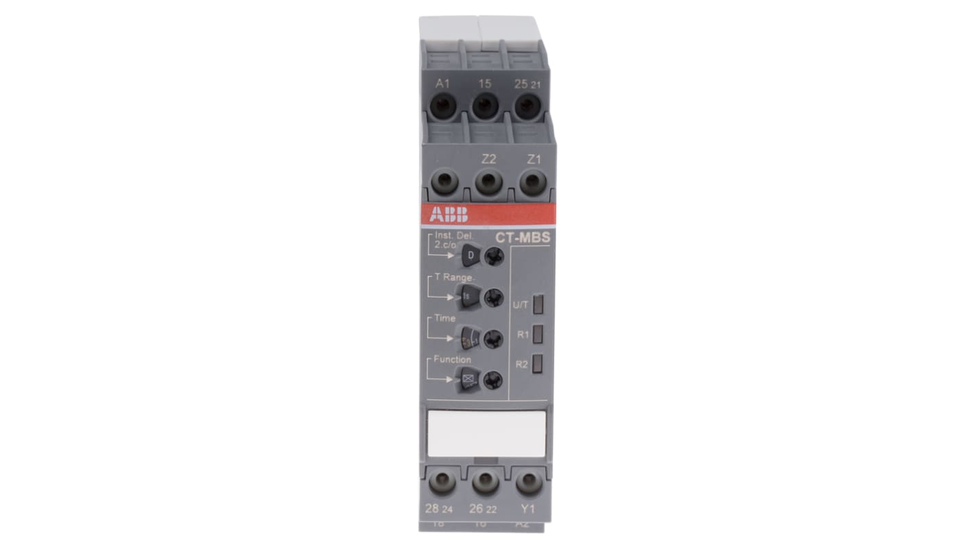 ABB Zeitrelais, DIN-Schienen, 0.05 s → 300h, 24 → 240 V ac, 24 → 48V dc, 2 Kont. Multifunktion,