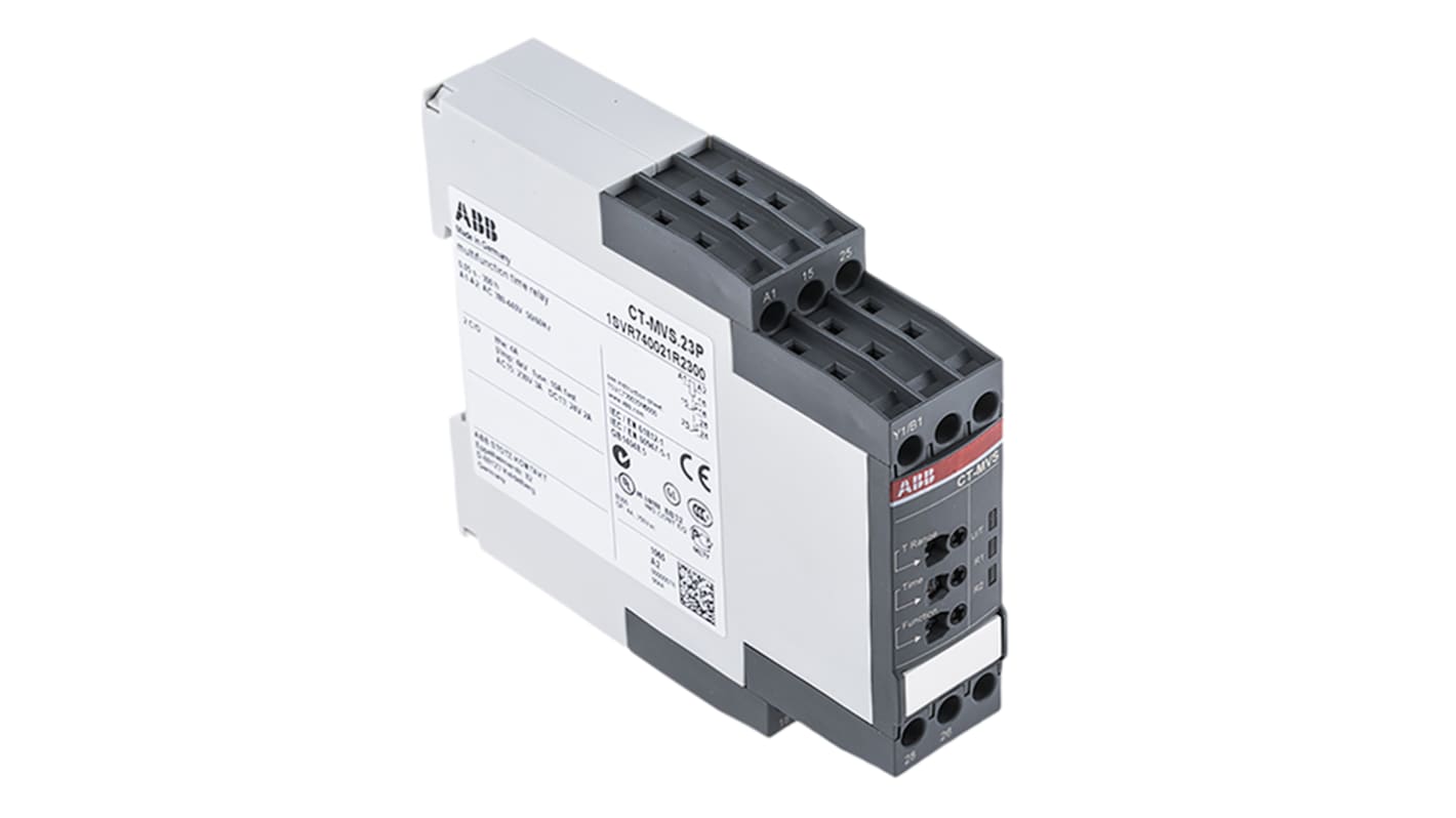 Relais temporisé ABB, 380 → 440V c.a., Rail DIN, 2 contacts