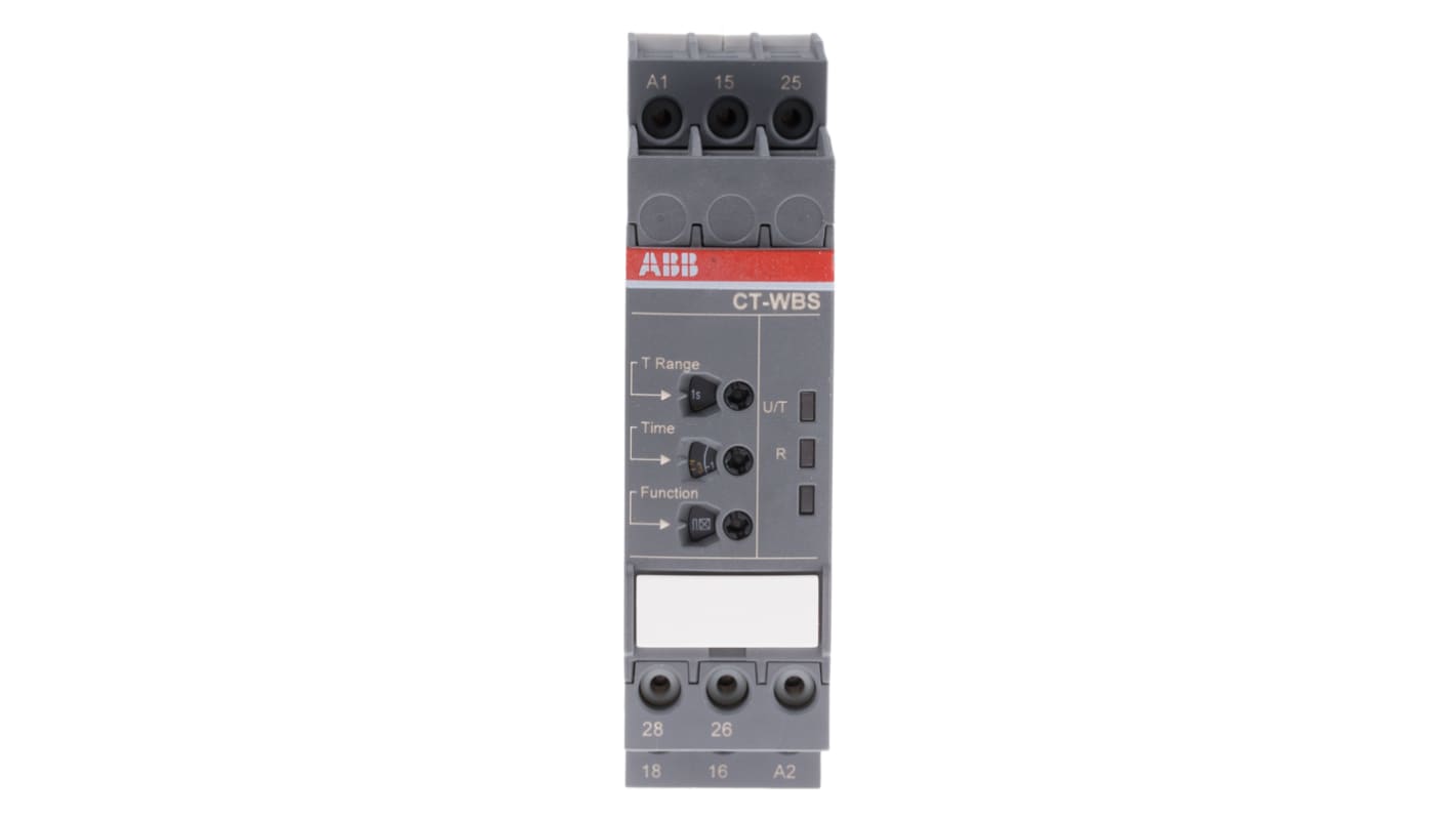 ABB DIN Rail Mount Timer Relay, 24 → 240 V ac, 24 → 48V dc, 2-Contact, 0.05 s → 300h, DPDT