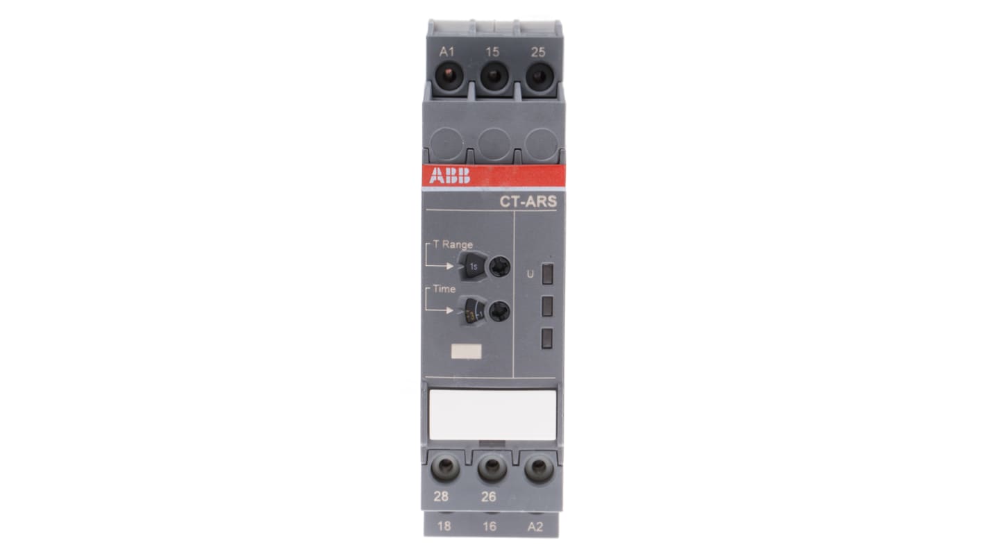 ABB DIN Rail Mount Timer Relay, 24 → 240V ac/dc, 2-Contact, 0.05 s → 10min, 1-Function, DPDT