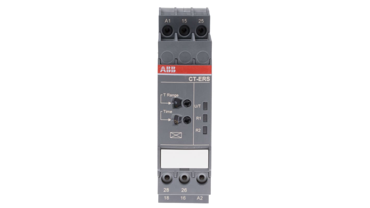 ABB DIN Rail Mount Timer Relay, 24 → 240 V ac, 24 → 48V dc, 2-Contact, 0.05 s → 300h, 1-Function,