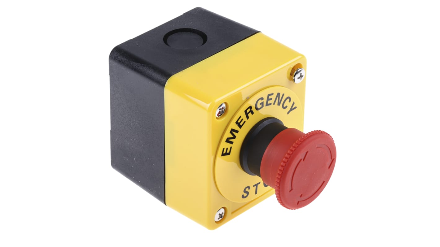 Omron A22E Series Twist Release Emergency Stop Push Button, Panel Mount, 22mm Cutout, 1NC, IP65