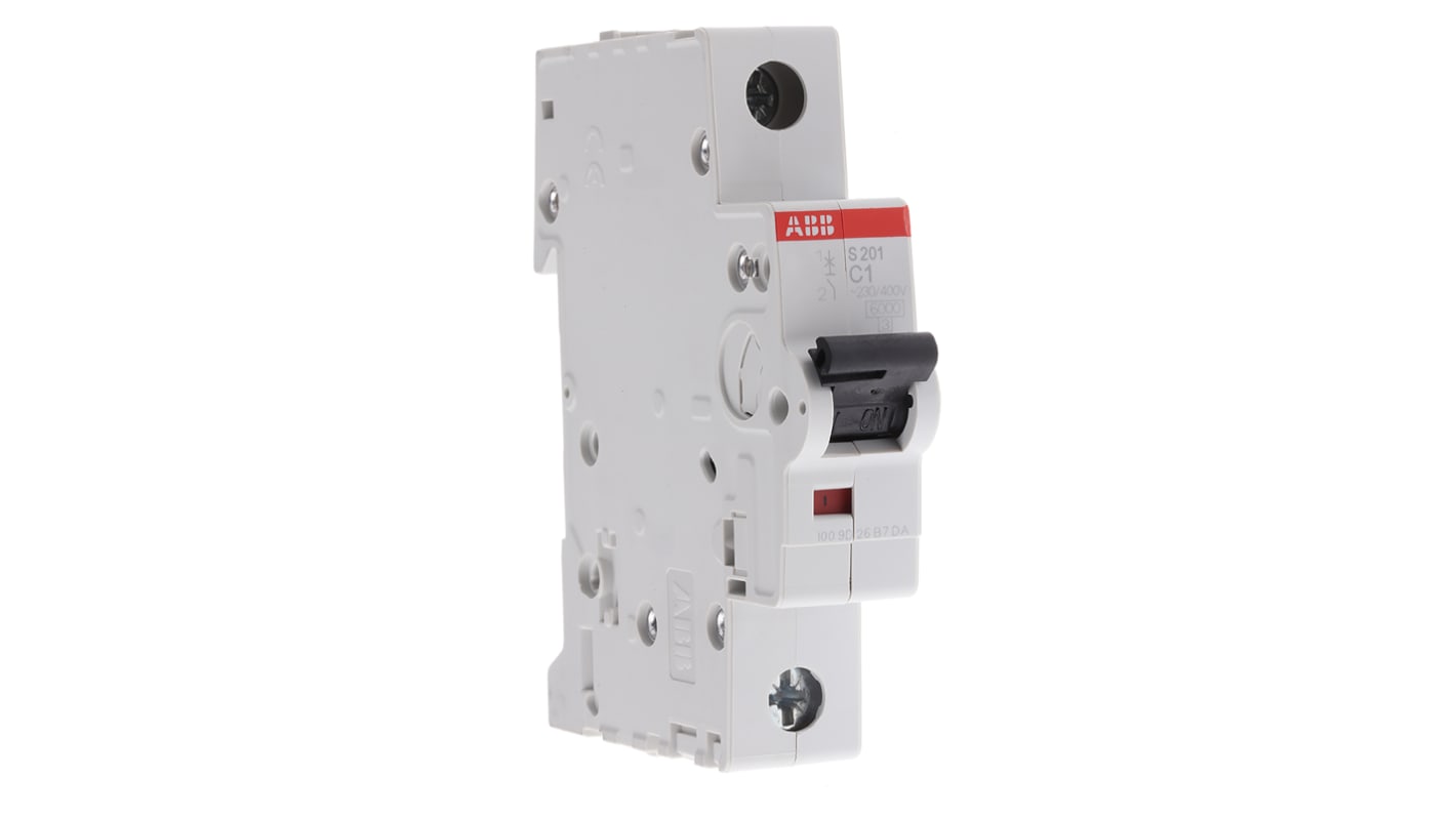 ABB System Pro M Compact S200 MCB, 1P, 1A Curve C, 230V AC, 72V DC, 6 kA Breaking Capacity