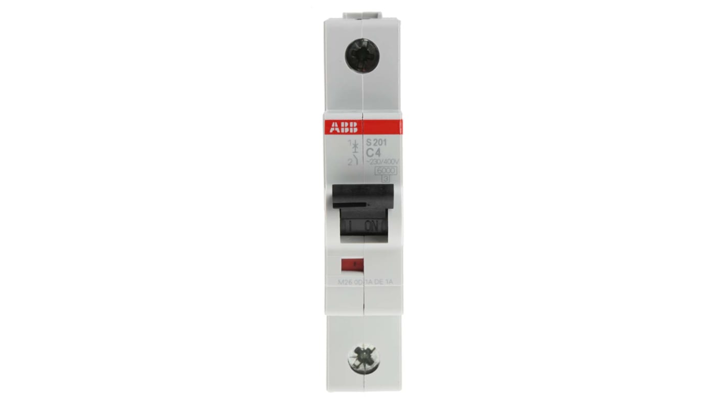 2CDS251001R0044 S201-C4 | ABB 4A 1P MCB, C型微型断路器, 72V直流, 253V交流, S200系列 ...