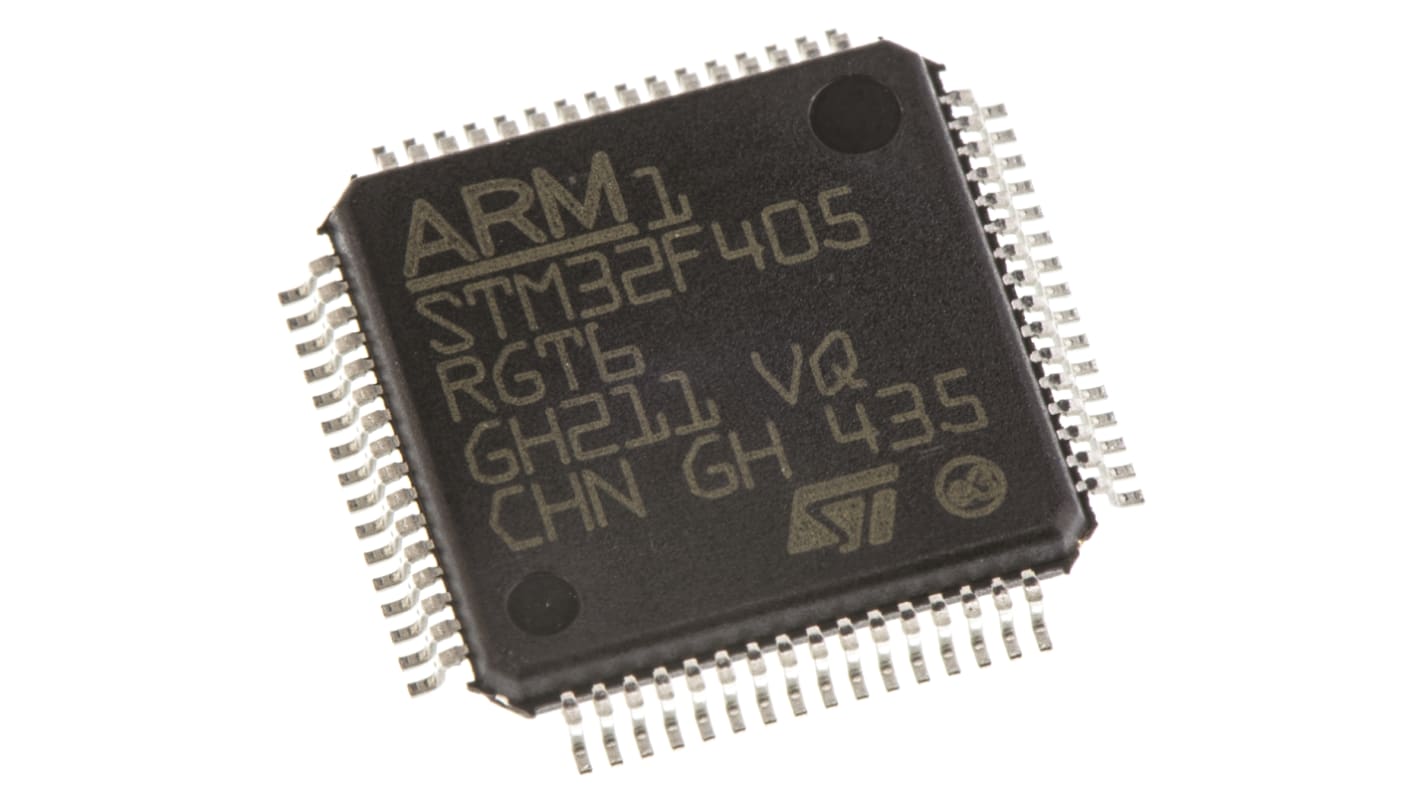 STMicroelectronics STM32F405RGT6, 32bit ARM Cortex M4 Microcontroller, STM32F4, 168MHz, 1.024 MB Flash, 64-Pin LQFP