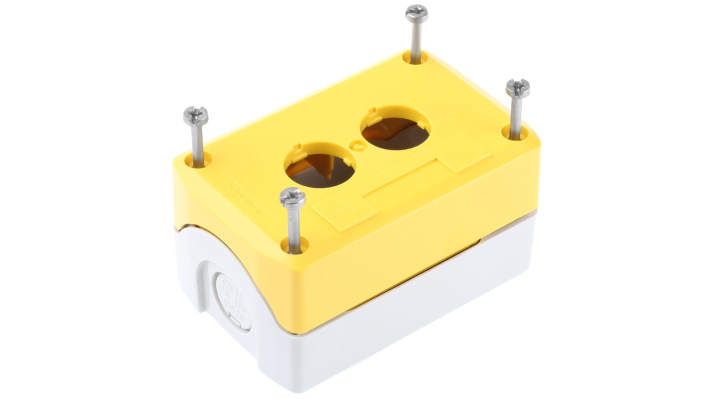 Boîtier de bouton-poussoir Schneider Electric Harmony XALK, 2 découpes, en Plastique Jaune, Ø 22mm