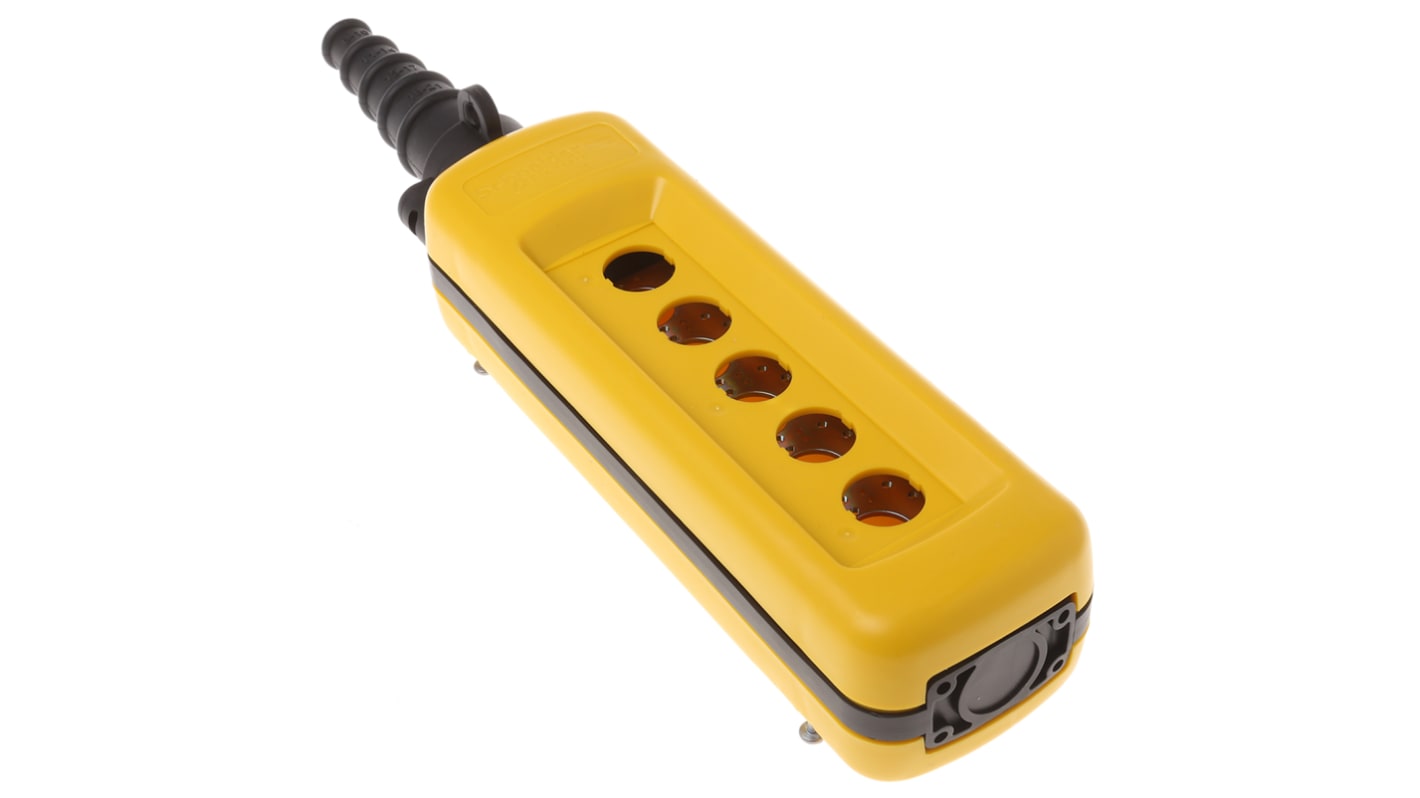 Station de commande par bouton-poussoir Schneider Electric Harmony XACA, 5 découpes, en Polypropylène Jaune, Ø 22mm