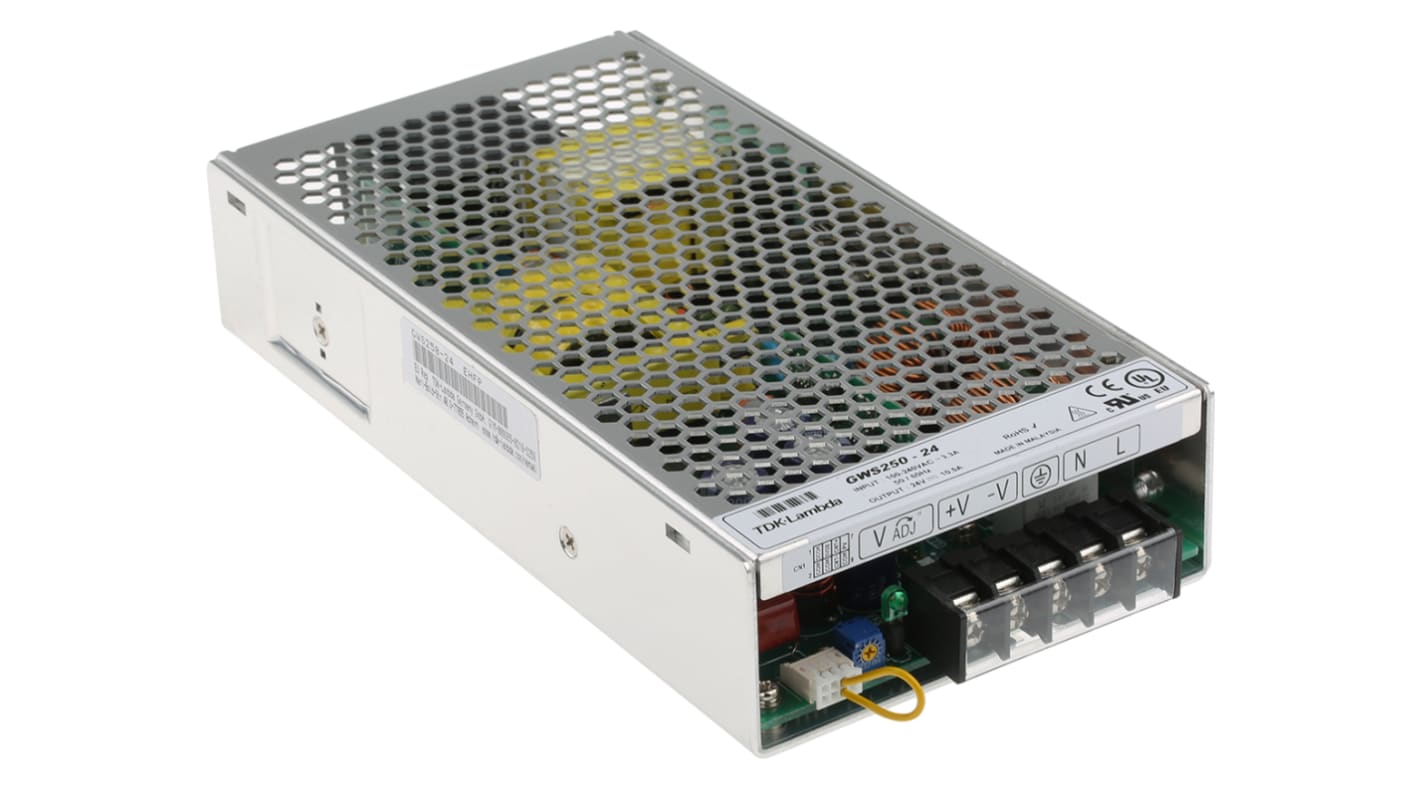 TDK-Lambda Switching Power Supply, GWS250-24, 24V dc, 10.5A, 252W, 1 Output, 120 → 373 V dc, 85 → 265 V