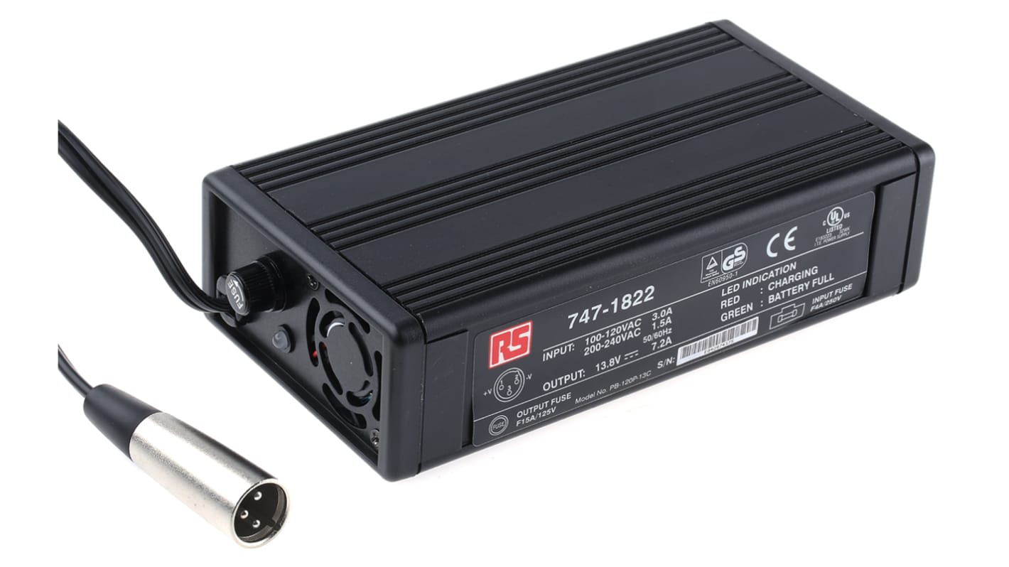 PB120P13C MEAN WELL Battery Charger For Lead Acid 7.2A with AC plug RS