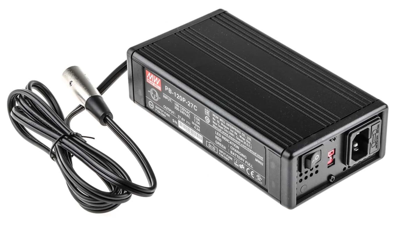 PB120P27C MEAN WELL Battery Charger For Lead Acid 4.3A with AC plug RS