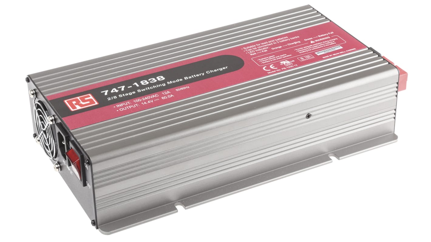 PB100012 MEAN WELL Battery Charger For Lead Acid 13.8V 60A with AC plug RS