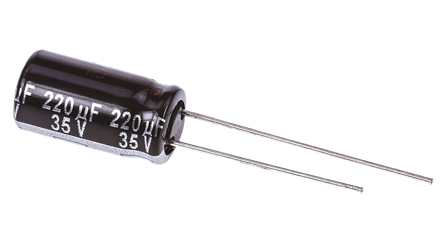 Panasonic EB(A), THT Aluminium-Elektrolyt Kondensator 220μF ±20% / 35V dc, Ø 8mm x 15mm, bis 105°C