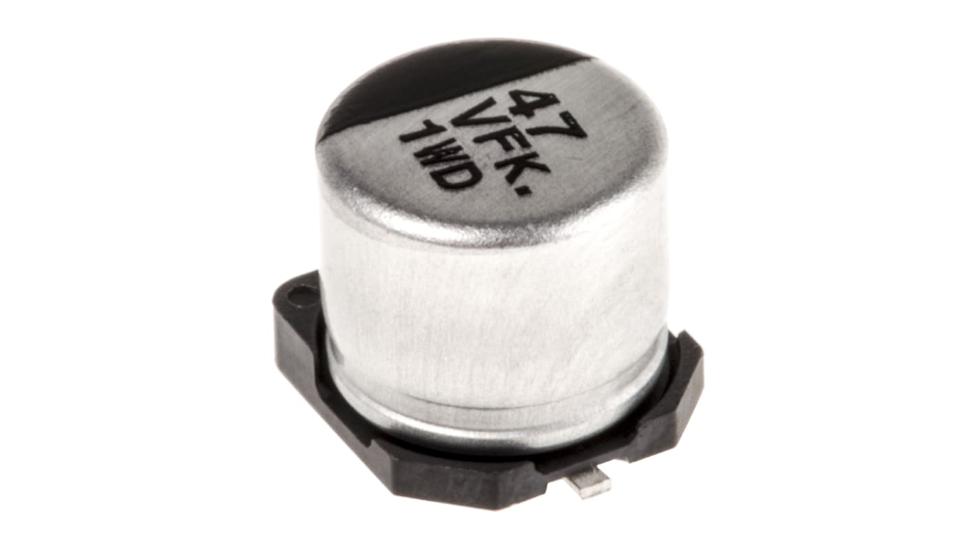 Panasonic , SMD Aluminium-Elektrolyt Kondensator 47μF ±20% / 35V dc, Ø 6.3mm x 5.8mm, bis 105°C