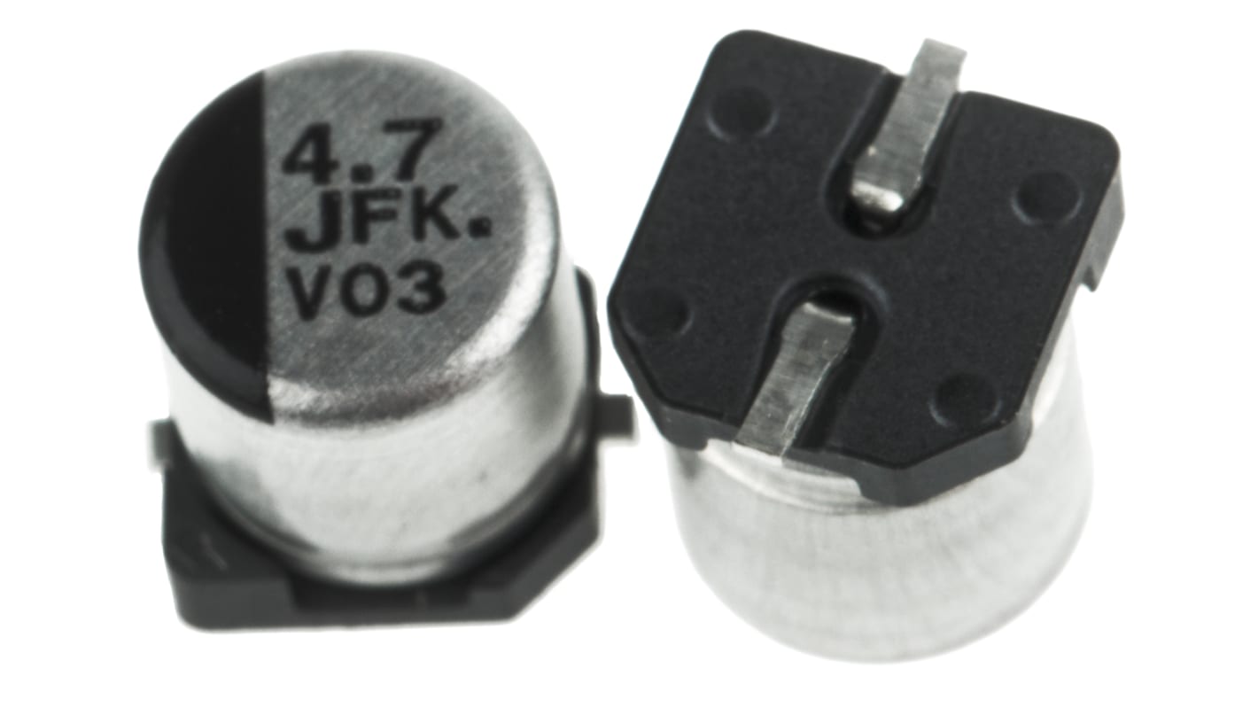 Panasonic , SMD Aluminium-Elektrolyt Kondensator 4.7μF ±20% / 63V dc, Ø 5mm x 5.8mm, bis 105°C