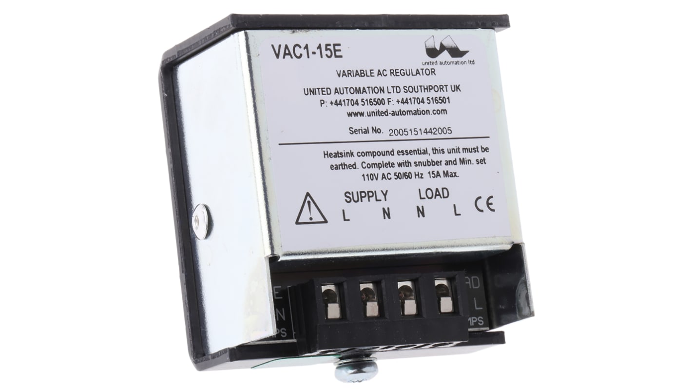 United Automation Fan Speed Controller, 110 V ac, 15A Max, Infinitely Variable