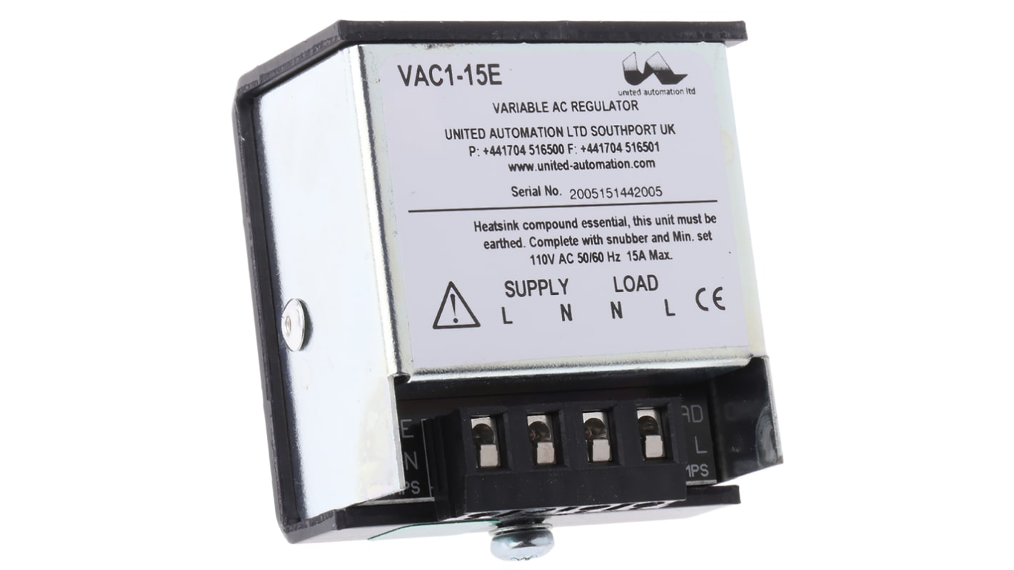 Regolatore di velocità ventola United Automation A72152, 15A, Variabile infinita, 110 V c.a.