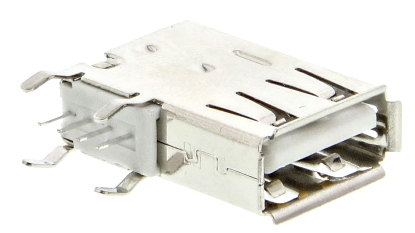 Conector USB Wurth Elektronik 614004134726, Hembra, Ángulo de 90° , Montaje en orificio pasante, Versión 2.0, 30,0 V.,