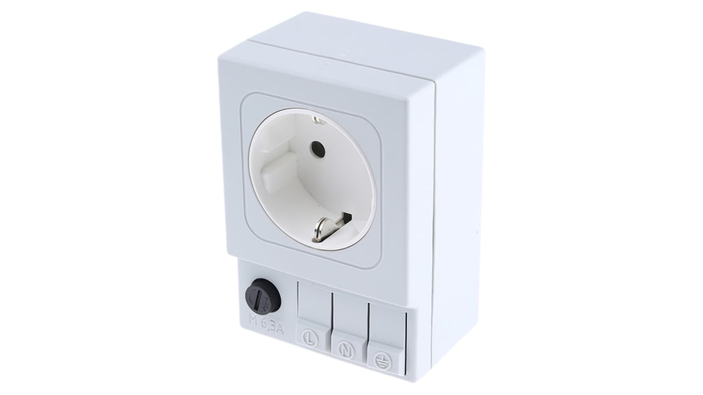 STEGO Light Grey 1 Gang Plug Socket, 6.3A, Type F - German Schuko, Indoor Use