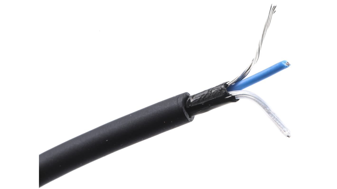 Câble pour microphone RS PRO 1 paire , 0,22 mm² Non blindé, Multiconducteur, gaine Noir