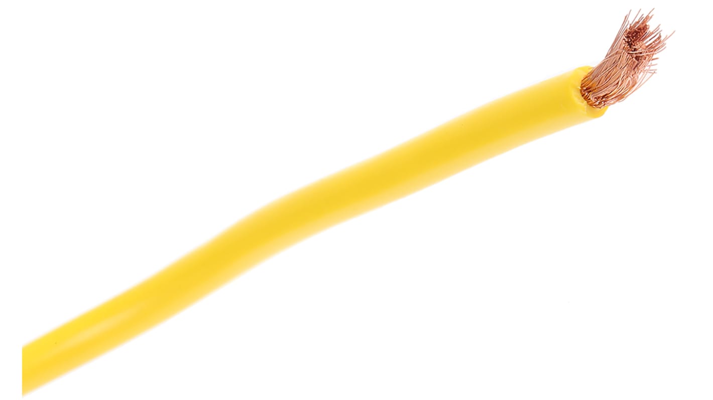 RS PRO Yellow 2.5 mm² Test Lead Wire, 13 AWG, 498/0.08 mm, 5m, PVC Insulation