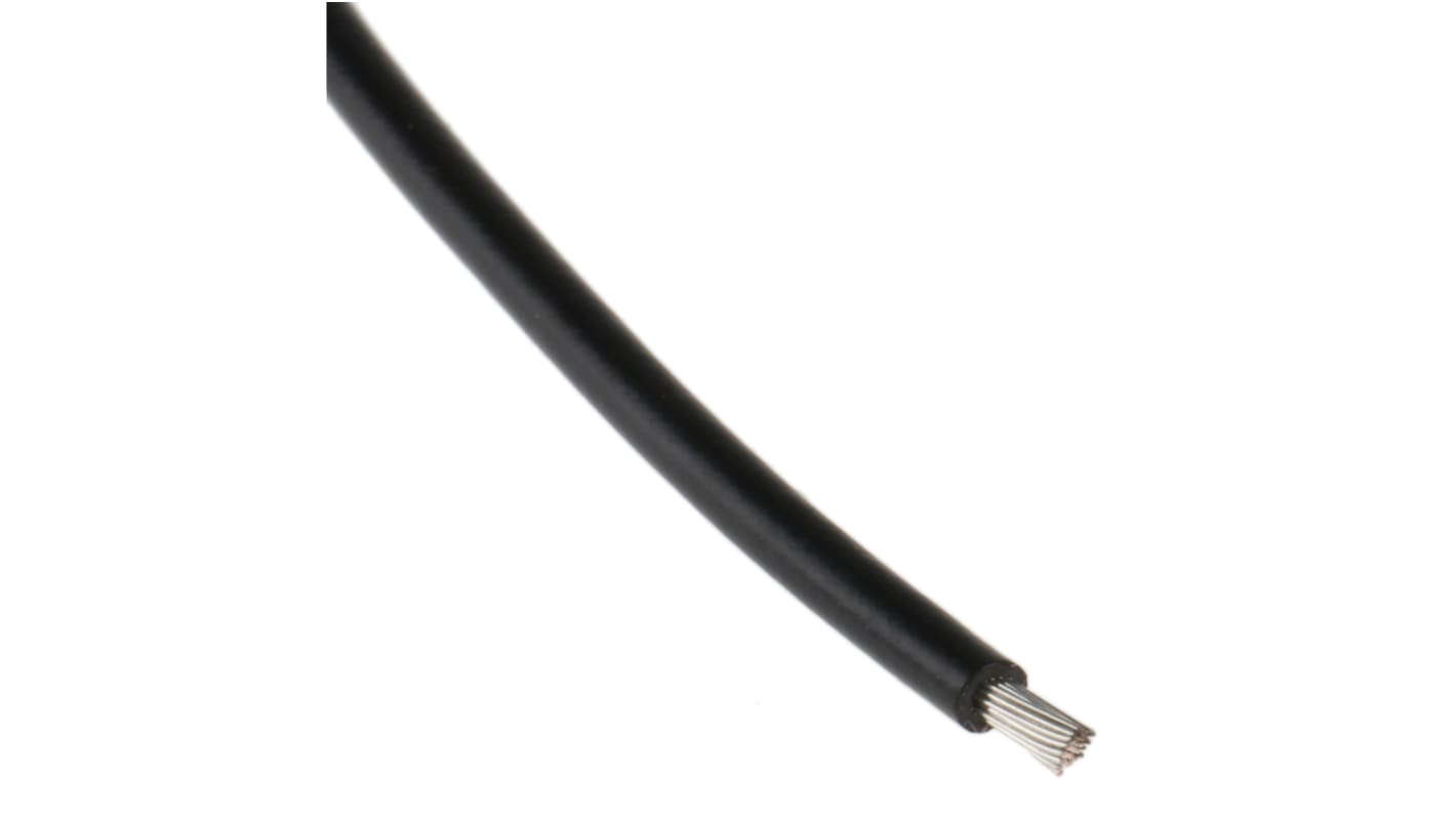 RS PRO Black 1 mm² Equipment Wire, 17 AWG, 32/0.2 mm, 100m, PVC Insulation