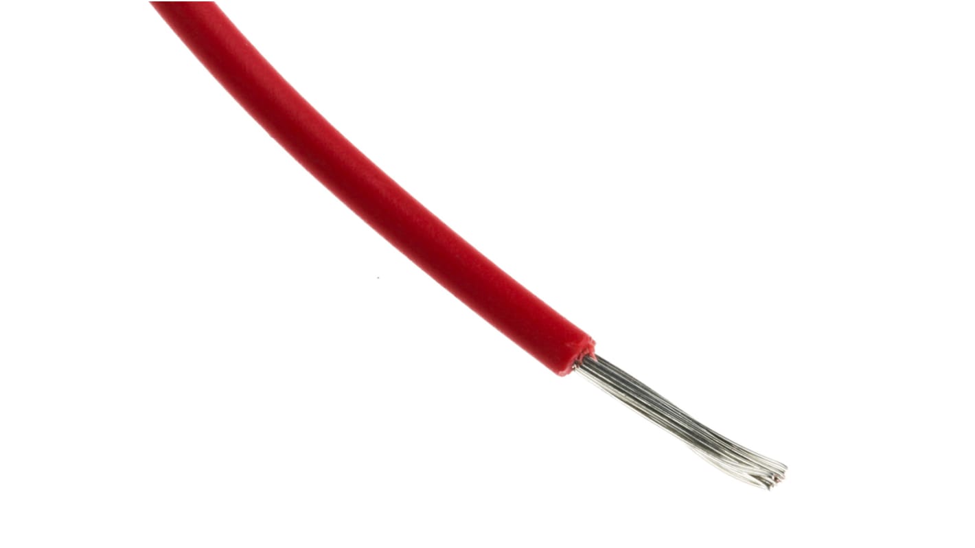 RS PRO Red 1 mm² Equipment Wire, 17 AWG, 32/0.2 mm, 100m, PVC Insulation