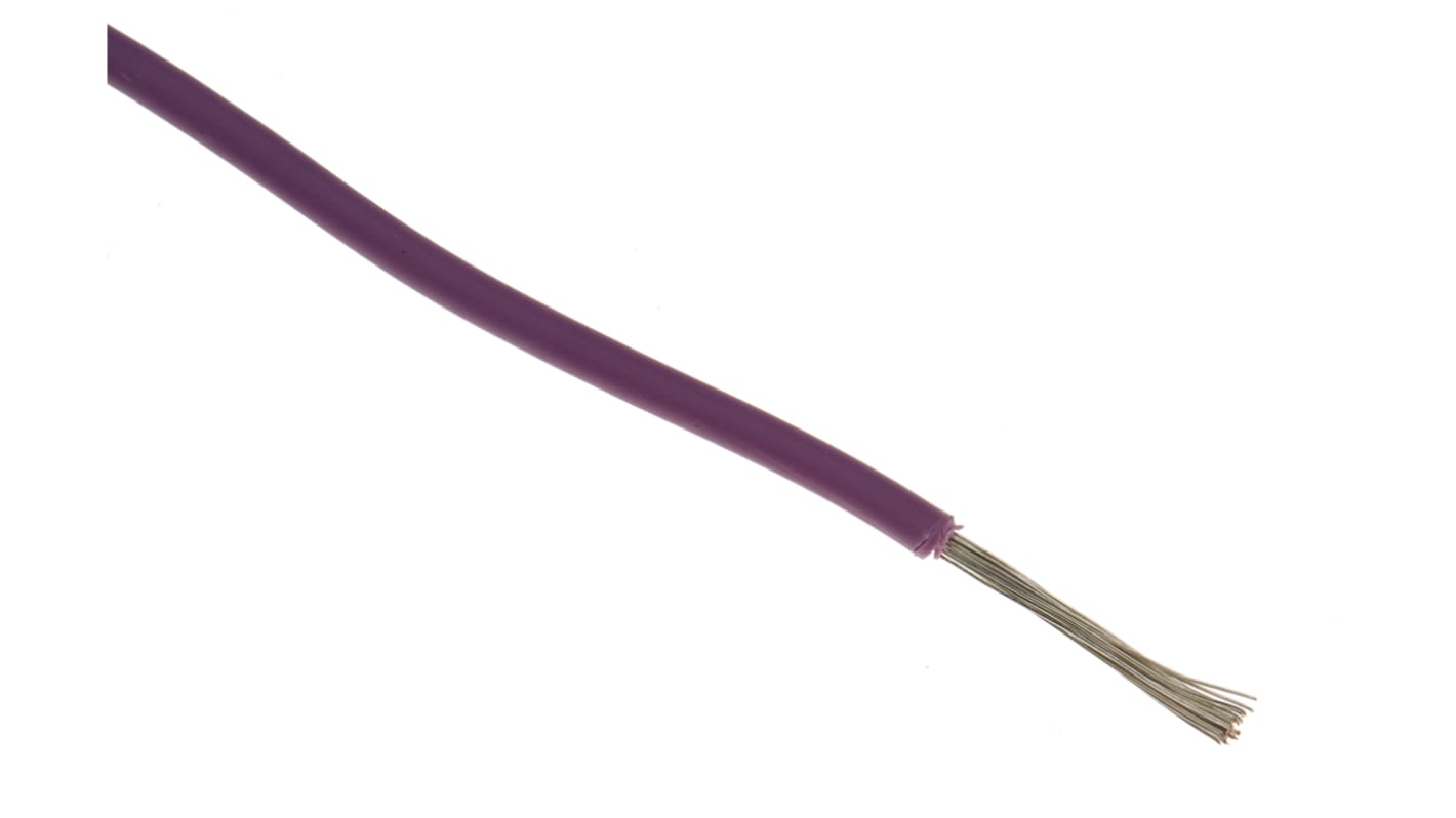 RS PRO Purple 1 mm² Equipment Wire, 17 AWG, 32/0.2 mm, 100m, PVC Insulation