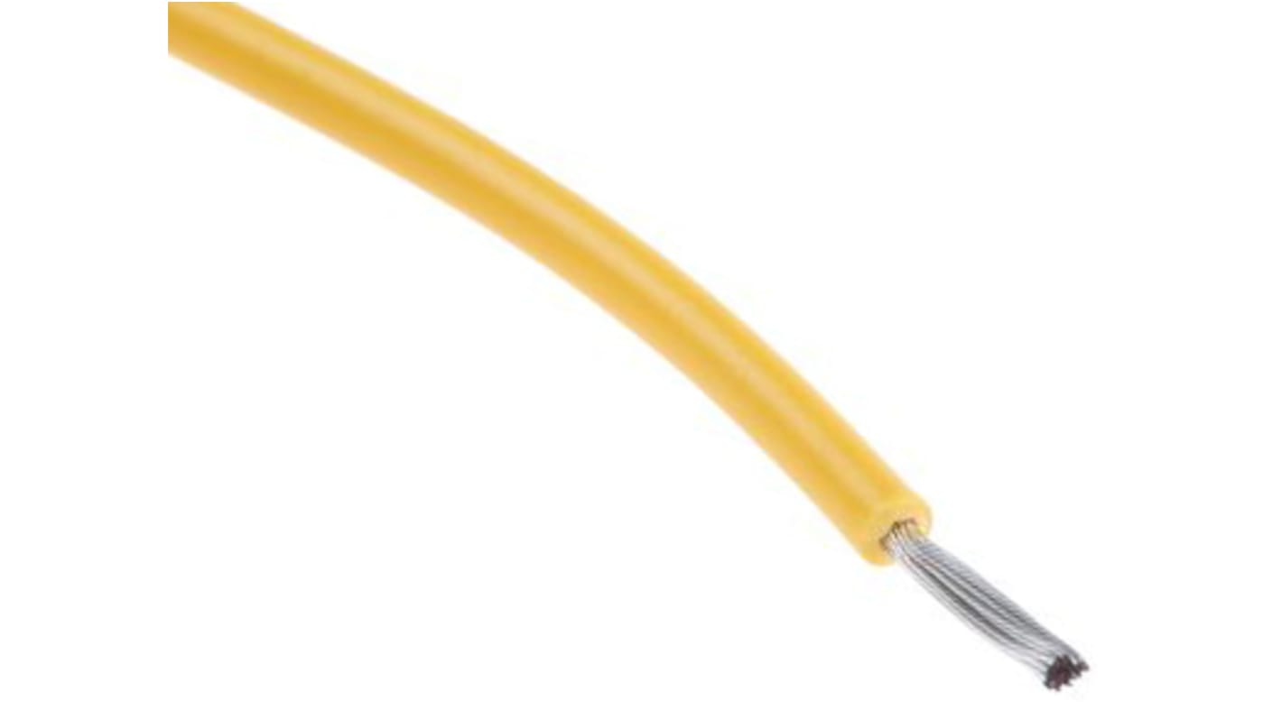 RS PRO Yellow 1 mm² Equipment Wire, 17 AWG, 32/0.2 mm, 100m, PVC Insulation