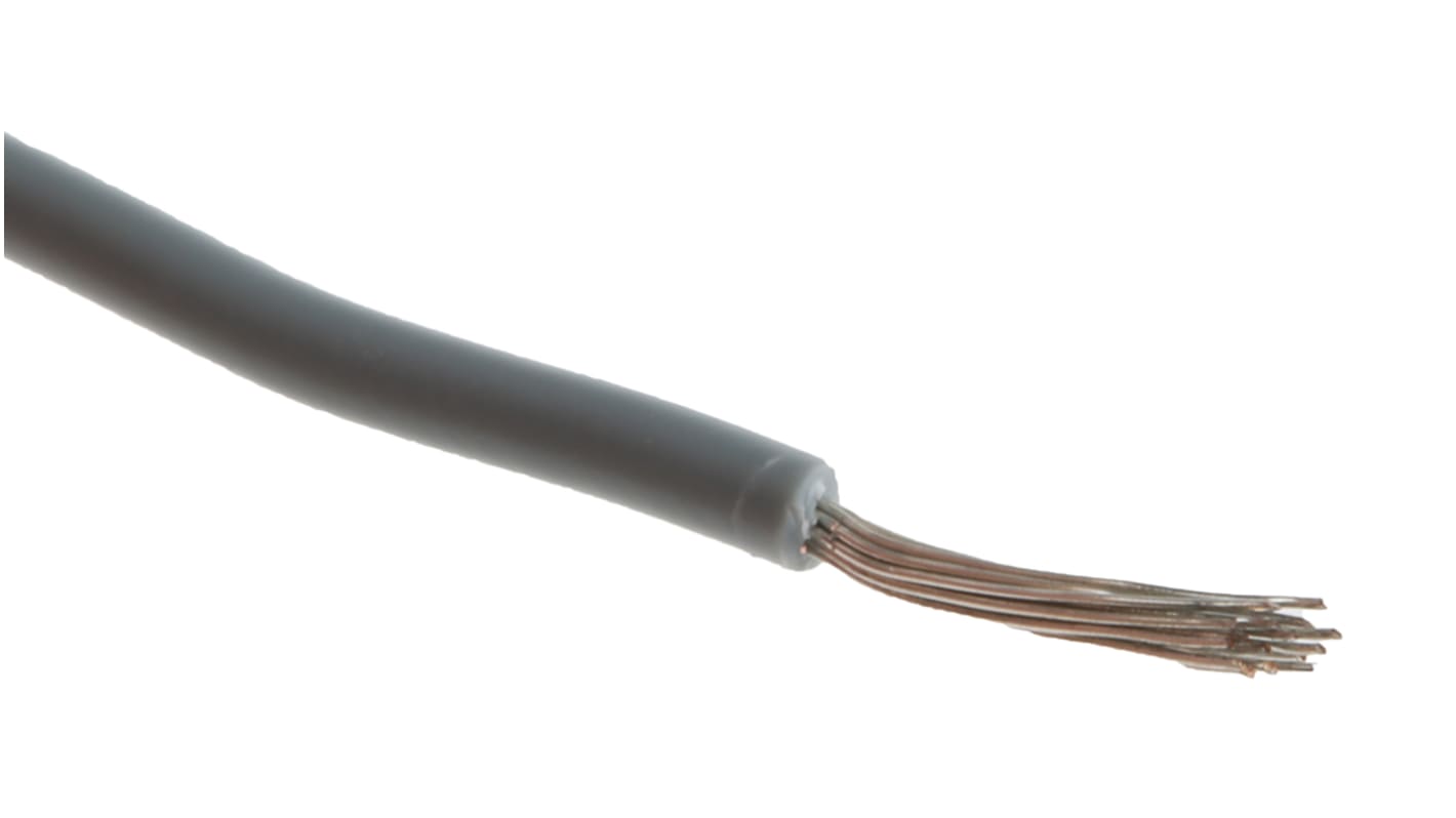 RS PRO Einzeladerleitung 0,52 mm², 20 AWG 100m Grau PVC isoliert Ø 1.6mm 16/0,2 mm Litzen