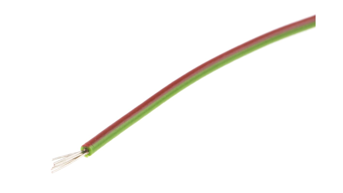 RS PRO Green/Red 0.2 mm² Equipment Wire, 24 AWG, 7/0.2 mm, 100m, PVC Insulation