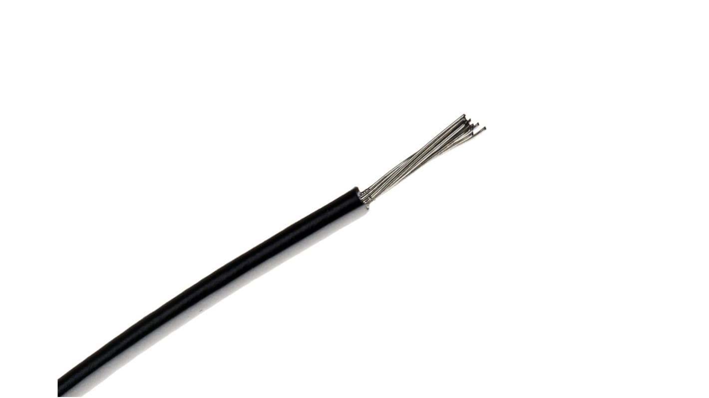 RS PRO Black/White 0.2 mm² Equipment Wire, 24 AWG, 7/0.2 mm, 100m, PVC Insulation