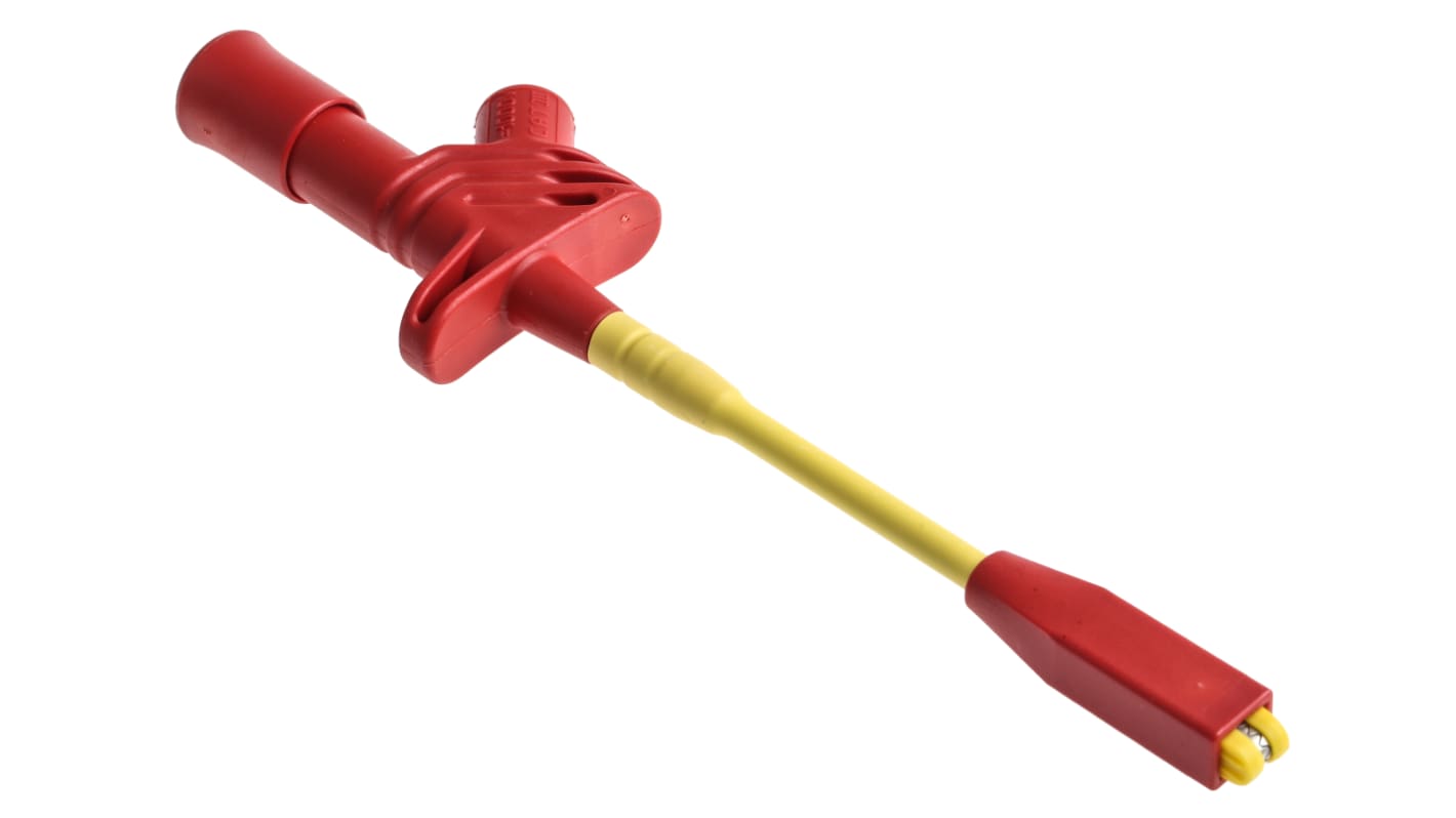 Hirschmann Test & Measurement Red Grabber Clip with Crocodile Jaws, 20A, 1kV, 4mm Socket