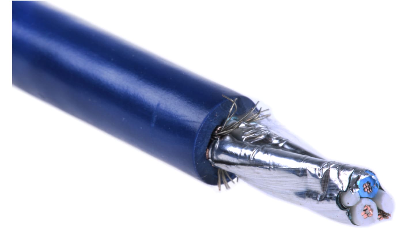 Alpha Wire Foil/Braid Shield Blue Twinaxial Cable, 8.23mm OD 30m, Alpha Essentials Data & Bus Cable series, 78 Ω