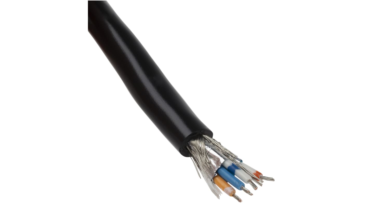 Alpha Wire Multipair Industrial Cable, 2 Pairs, 0.456 mm², 22 AWG, Screened, 305m, Black Sheath