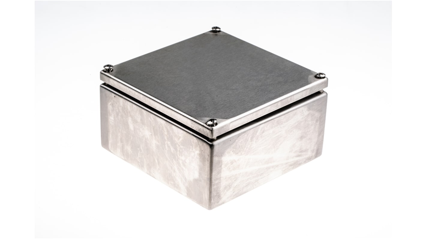 RS PRO Unpainted Stainless Steel Terminal Box, IP66, 150 x 80 x 150mm