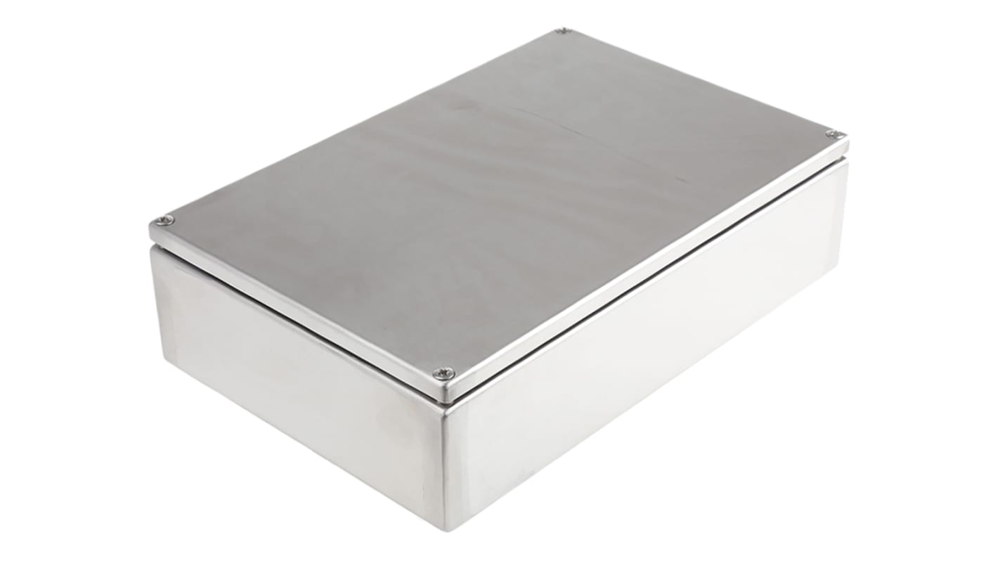 RS PRO Unpainted Stainless Steel Terminal Box, IP66, 300 x 80 x 200mm