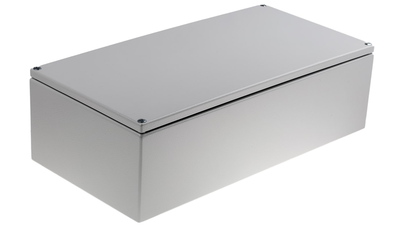 Caja de conexión RS PRO, Acero templado, Gris claro, 400mm, 120mm, 200mm, 400 x 120 x 200mm, IP66