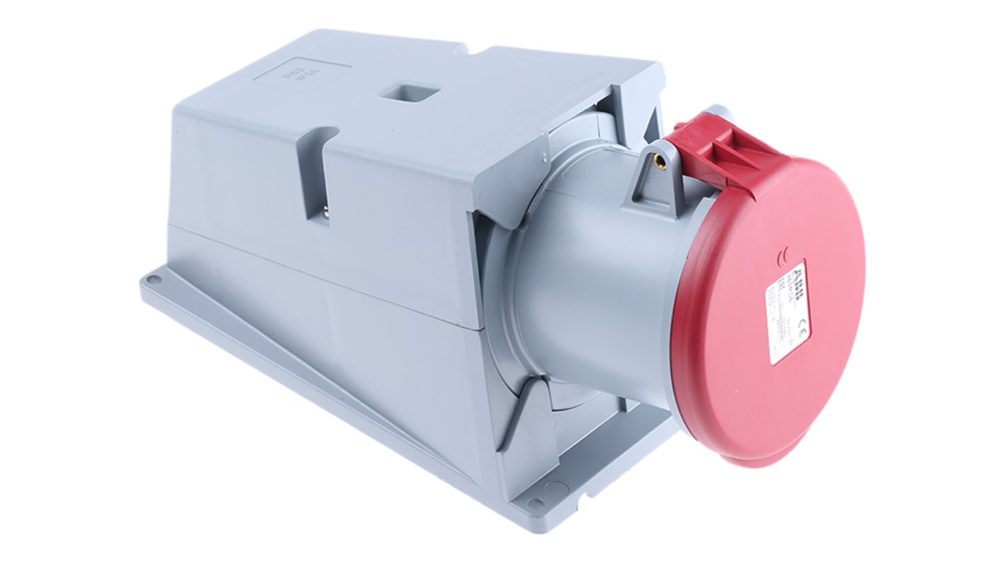 Conector de potencia industrial Hembra, Formato 3P + N + E, Orientación Ángulo de 90° , Tough & Safe, Rojo, 415 V, 64A,